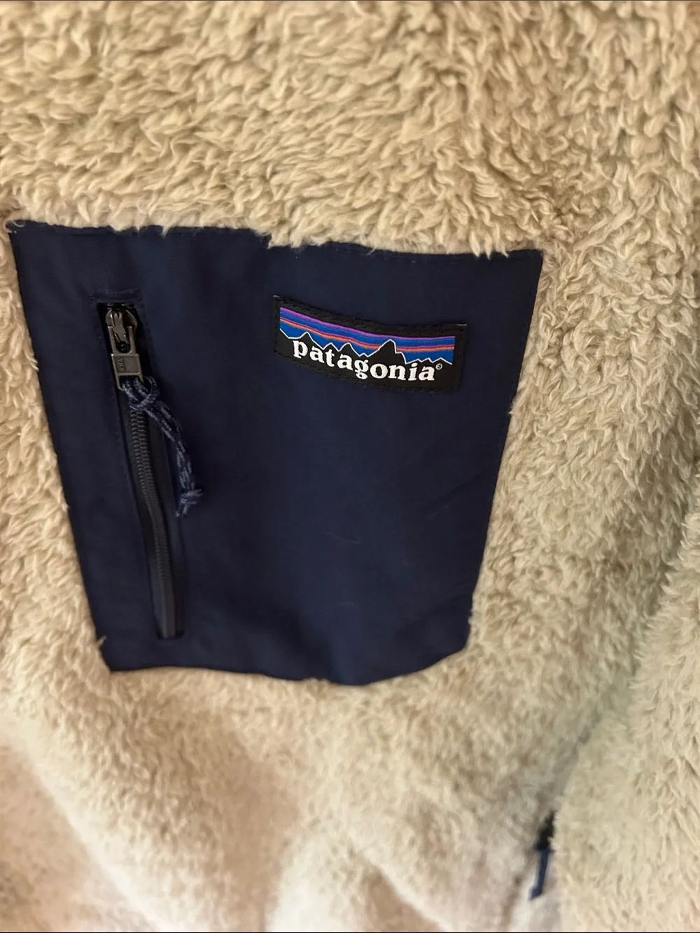 Patagonia Los Gatos Beige Soft Deep Pile Fleece Crewneck Pullover Sweater